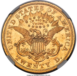 image for: 1871-CC $20 AU55 NGC. Variety 1-A....