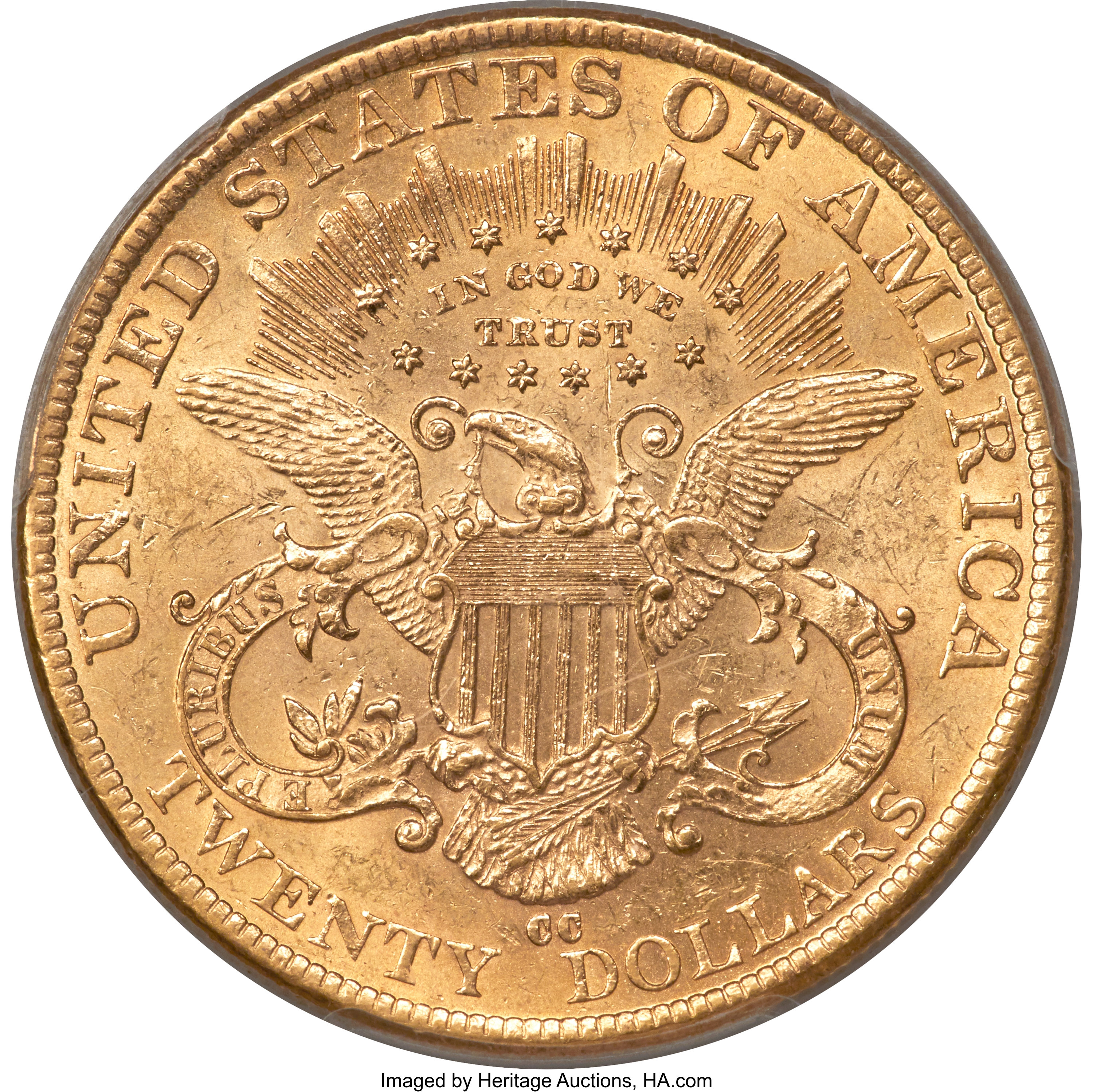 image for: 1891-CC $20 AU58 PCGS. CAC. Variety 1-A....