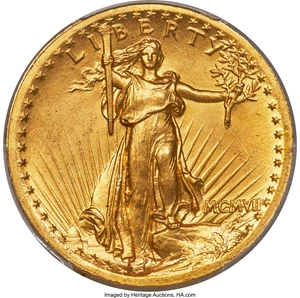 image for: 1907 $20 High Relief, Wire Rim MS63 PCGS....