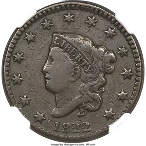 image for: 1822 1C N-1, R.3 -- Mirror Brockage Reverse -- VF20 NGC....