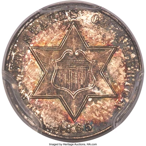 image for: 1865 3CS MS66 PCGS. CAC....