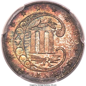 image for: 1865 3CS MS66 PCGS. CAC....