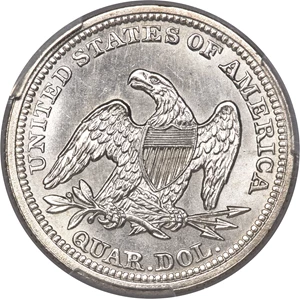 image for: 1852 25C MS64 PCGS. Briggs 2-B....