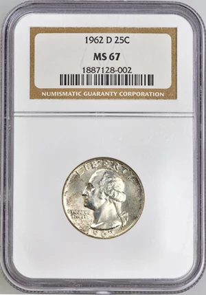image for: 1962-D 25C MS67 NGC....