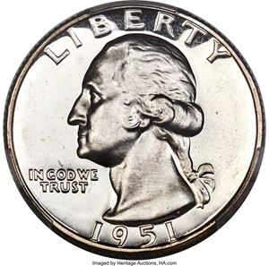 image for: 1951 25C PR68 Cameo PCGS....