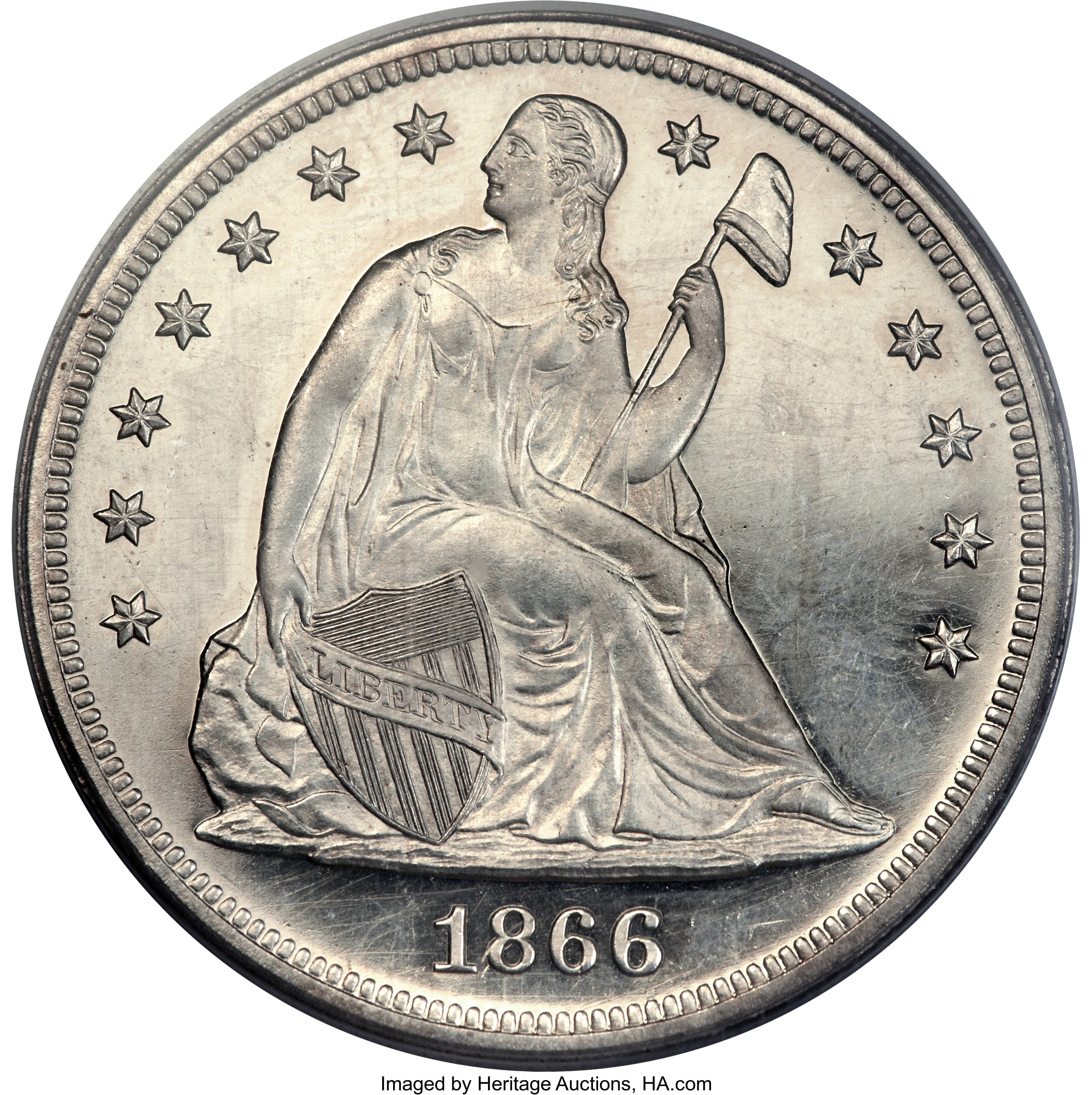 image for: 1866 $1 Motto PR64 Cameo PCGS. OC-P2, R.3....