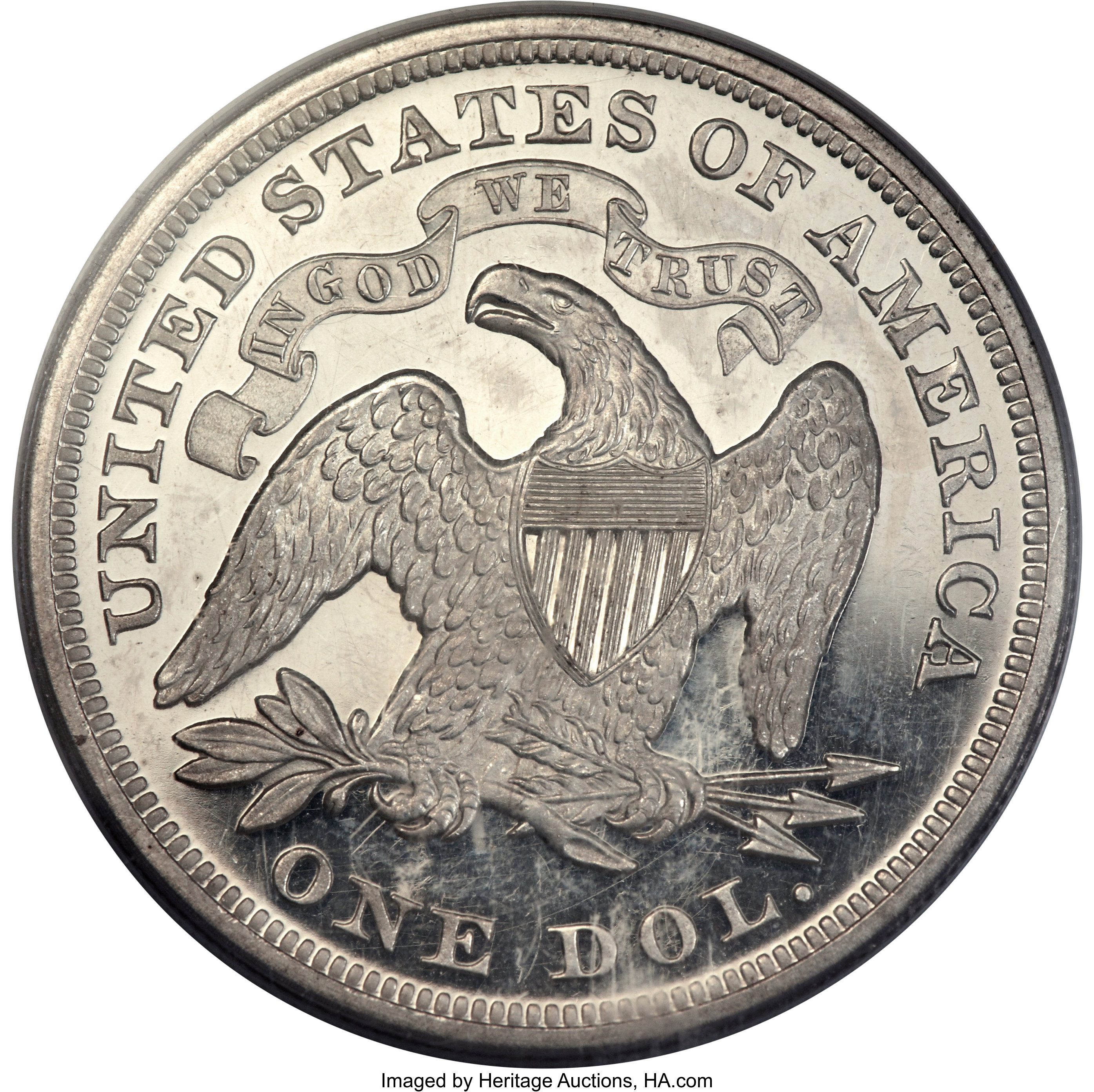 image for: 1866 $1 Motto PR64 Cameo PCGS. OC-P2, R.3....