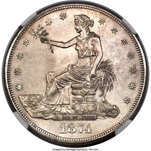 image for: 1874-CC T$1 MS63 NGC....