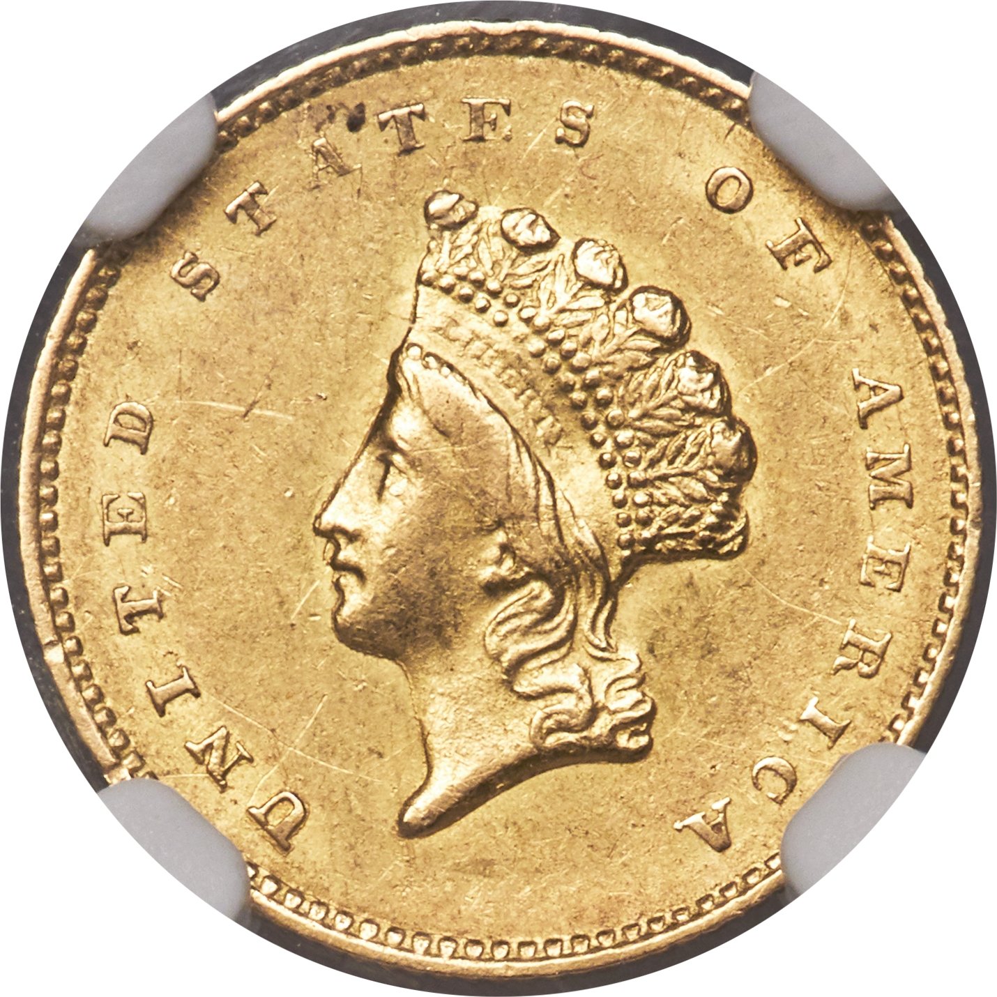 image for: 1855-O G$1 AU58 NGC. Variety 2....