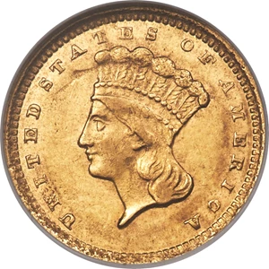 image for: 1857-C G$1 AU58 NGC. Variety 1....