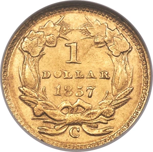 image for: 1857-C G$1 AU58 NGC. Variety 1....