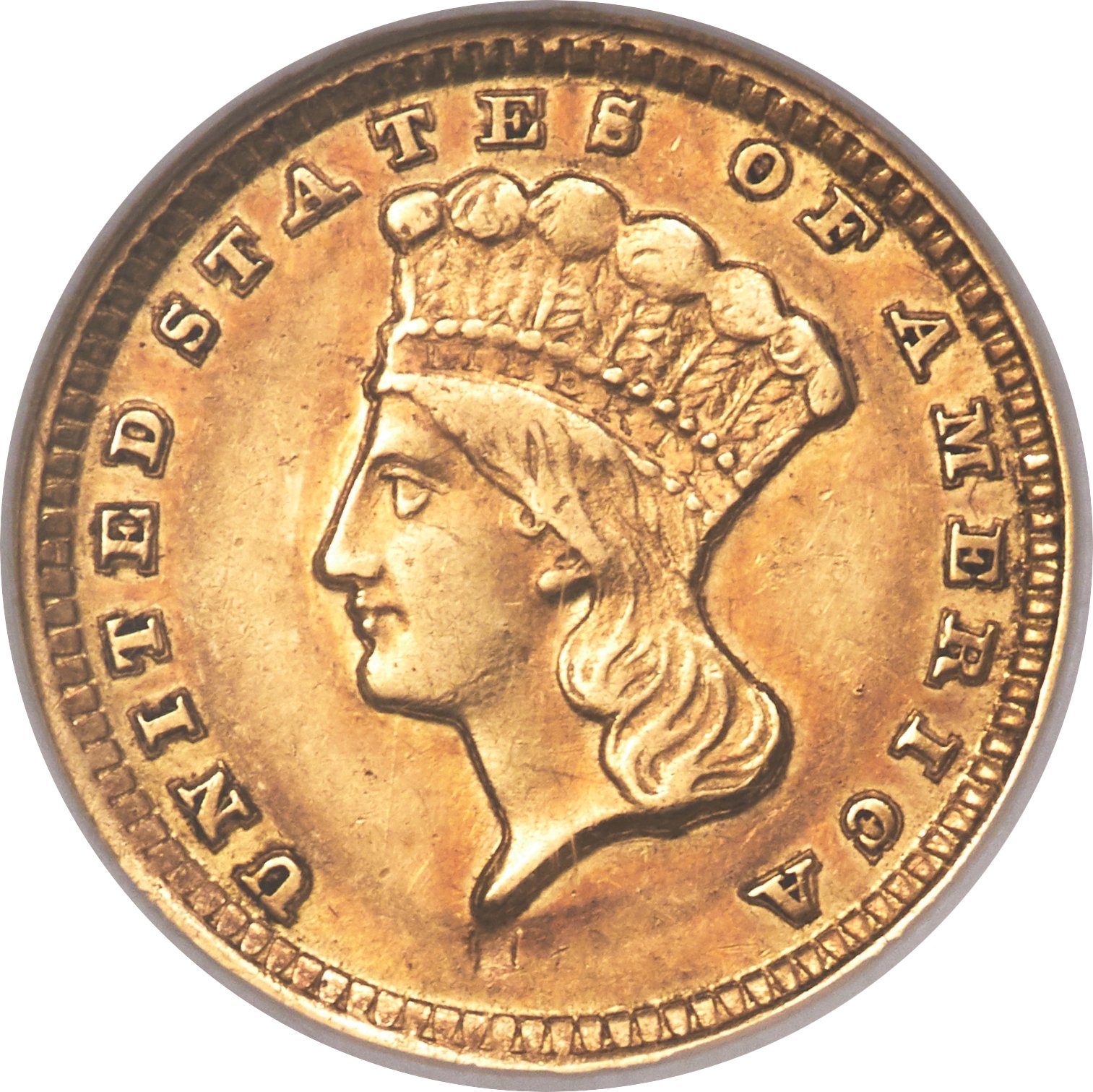 image for: 1857-D G$1 AU58 NGC. Variety 9-L....