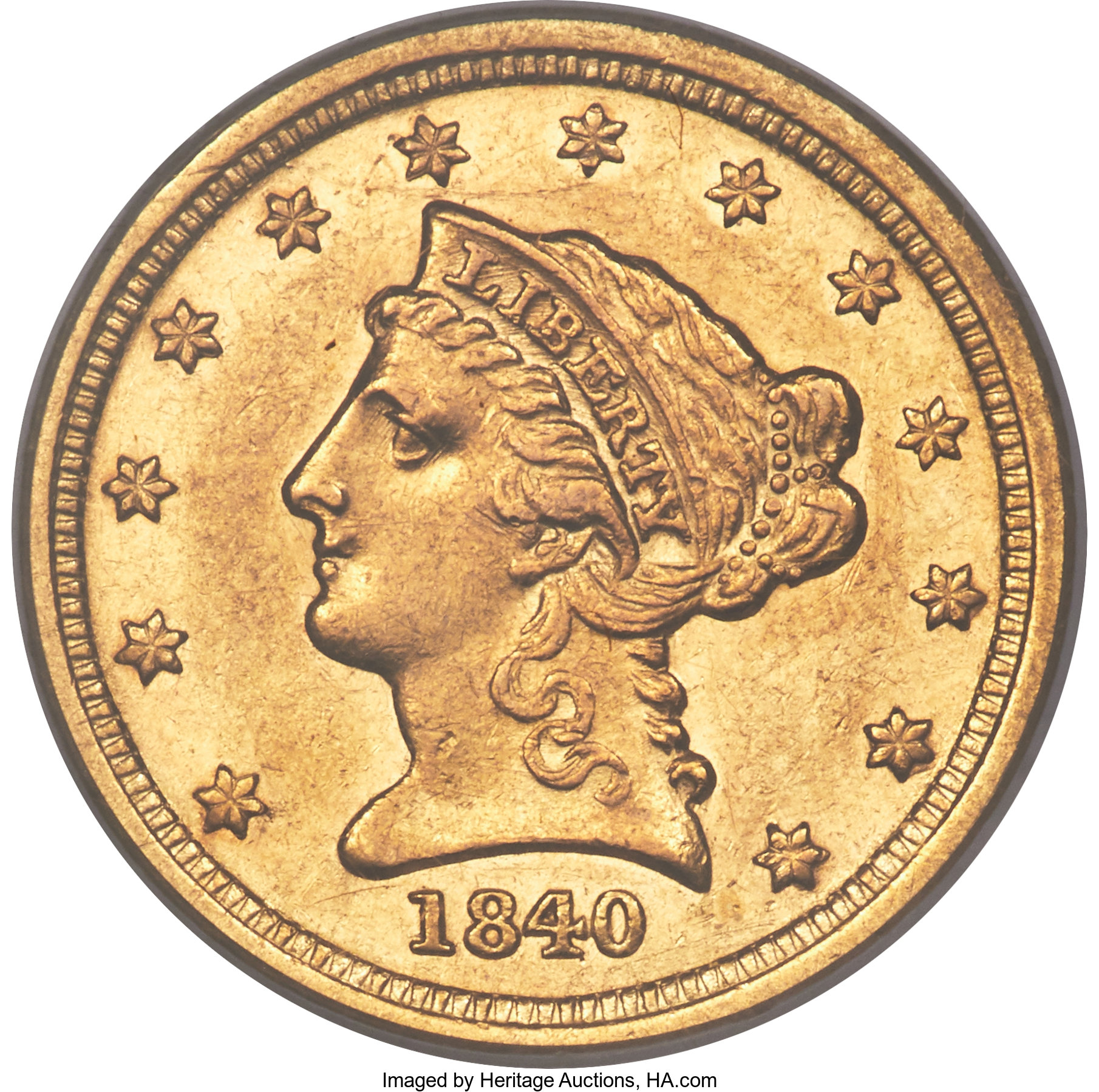 image for: 1840-C $2 1/2 AU50 PCGS. Variety 1....