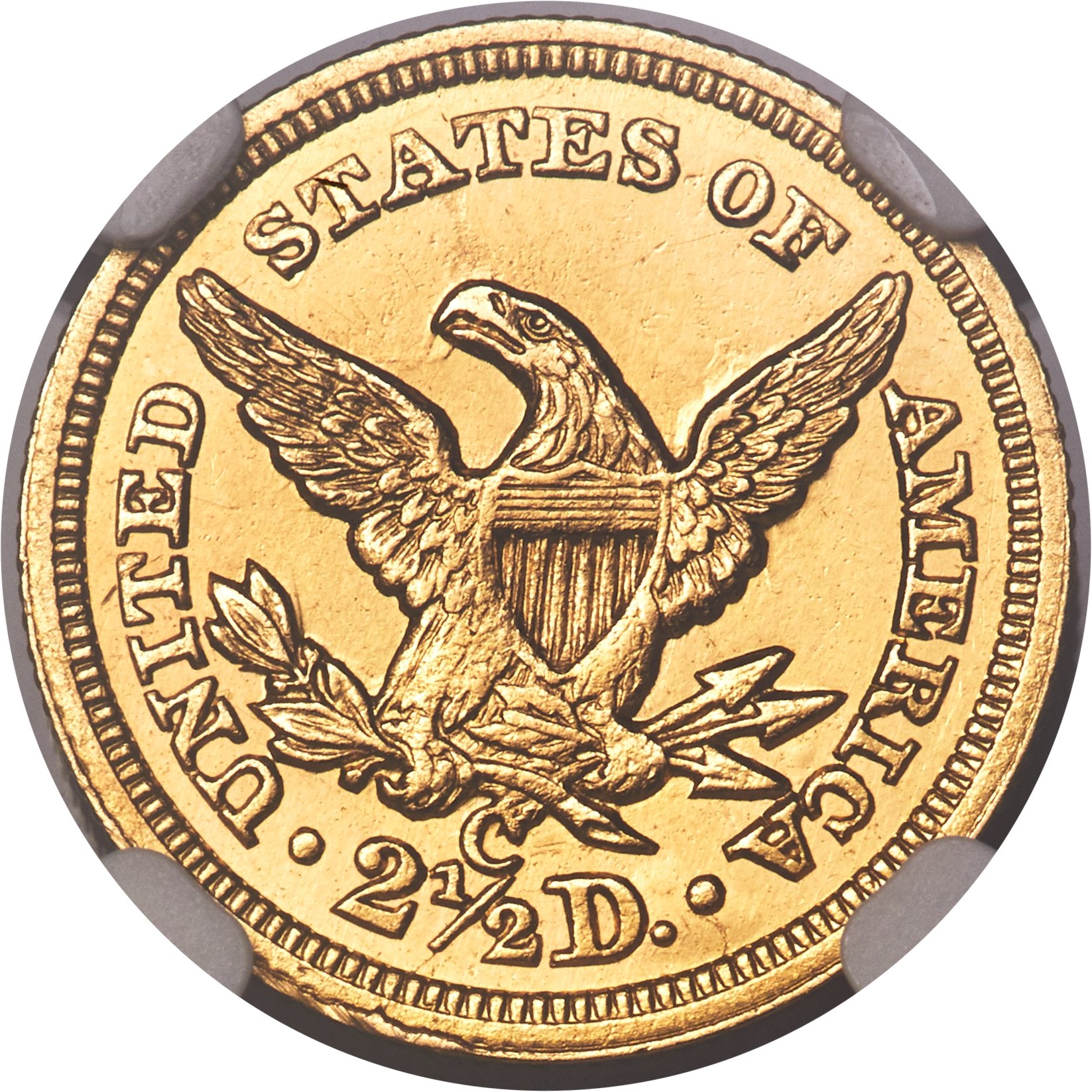 image for: 1855-C $2 1/2 AU58 NGC. Variety 1....