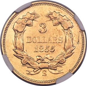 image for: 1855-S $3 XF45 NGC....
