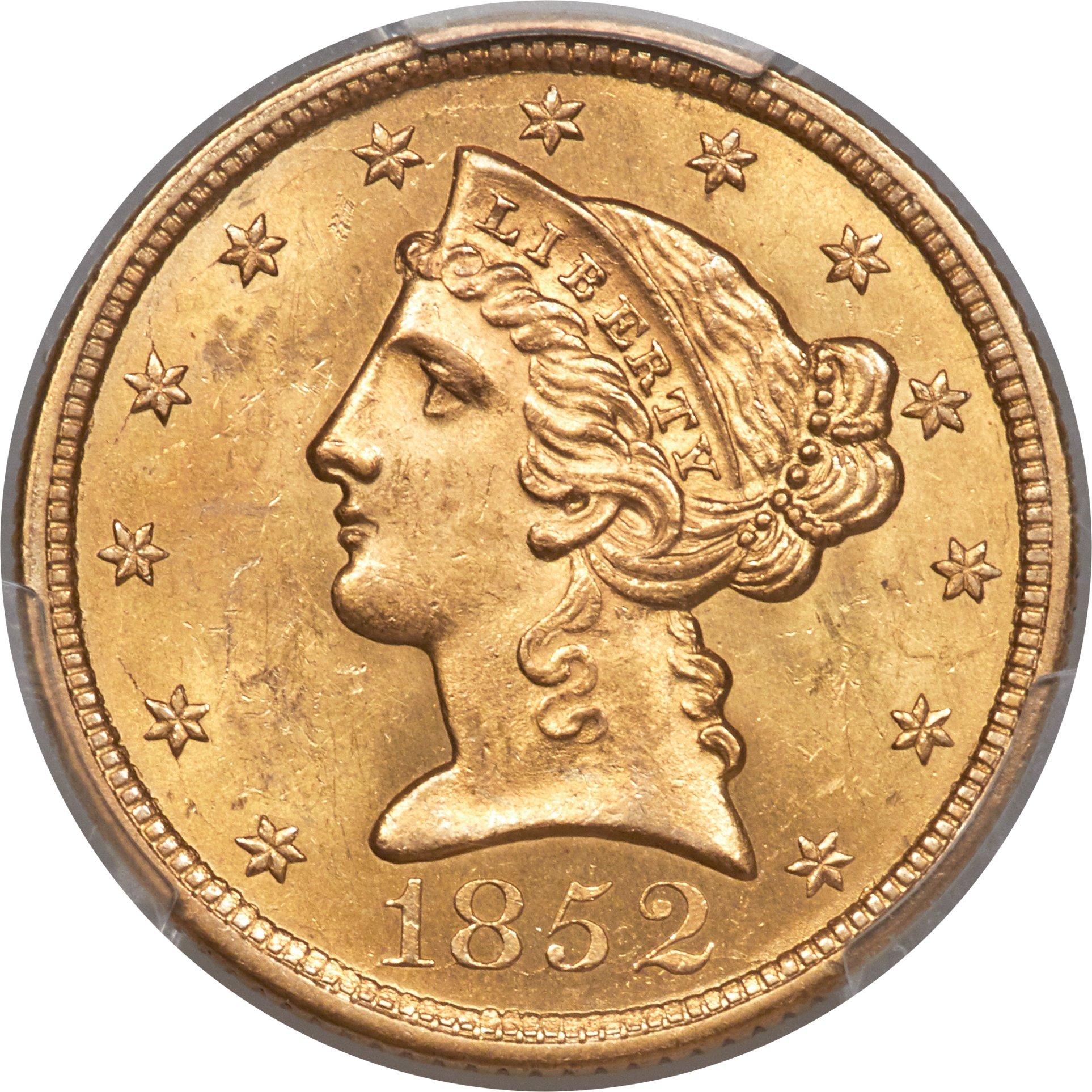 image for: 1852 $5 MS62 PCGS....