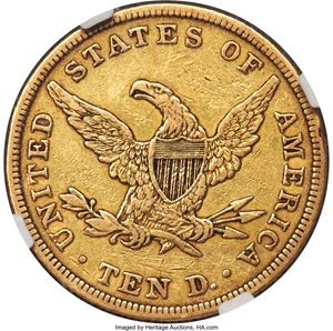 image for: 1839/8 $10 Large Letters, Head of 1838, XF45 NGC....