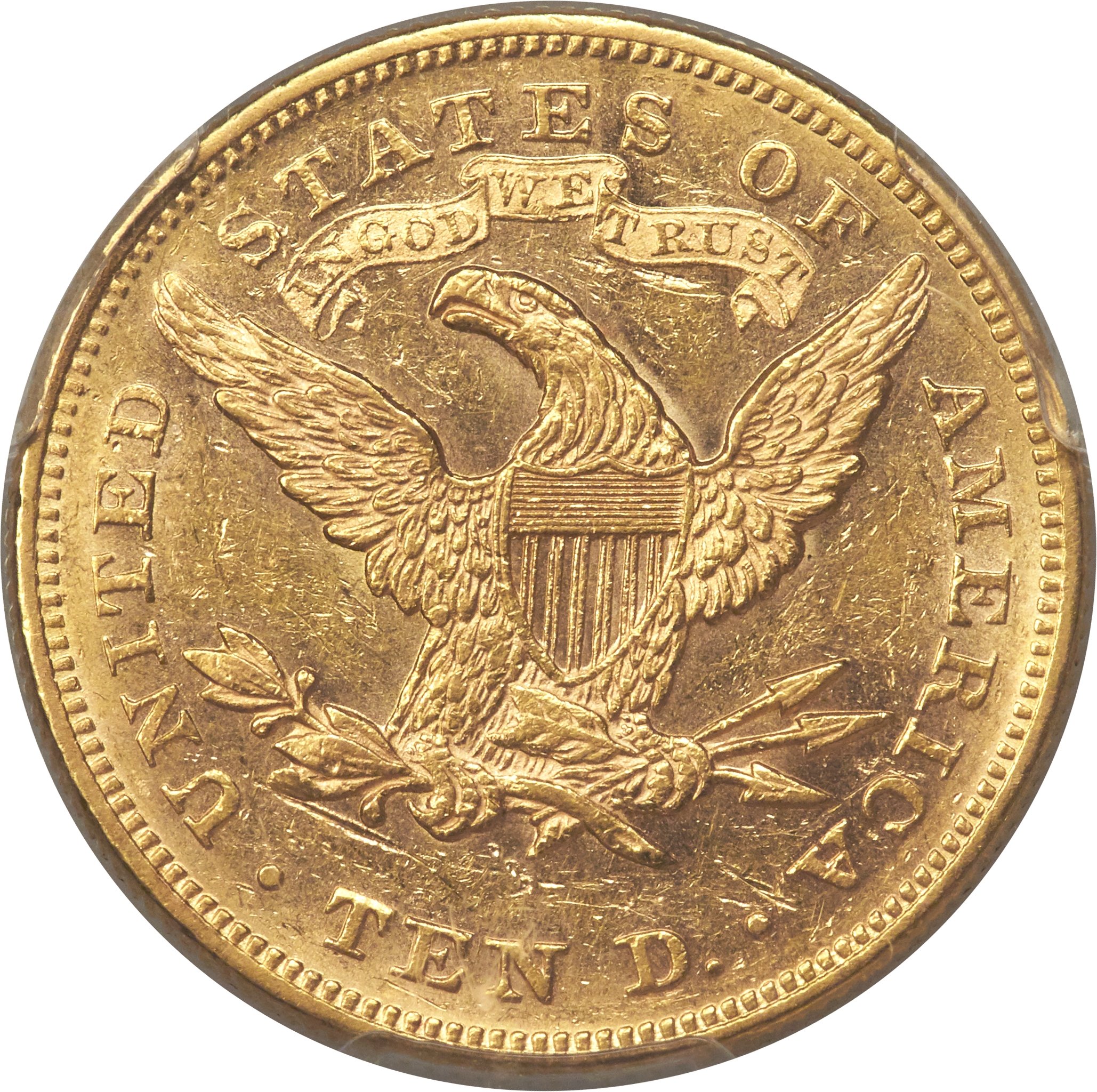 image for: 1868 $10 AU58 PCGS....