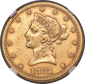 image for: 1881-CC $10 XF45 NGC. CAC. Variety 1-A....