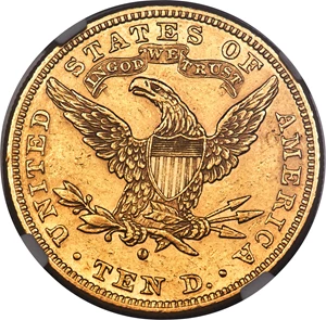 image for: 1881-O $10 AU58 NGC. Variety 1....