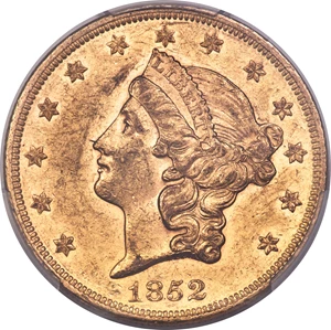 image for: 1852 $20 AU58 PCGS. CAC....
