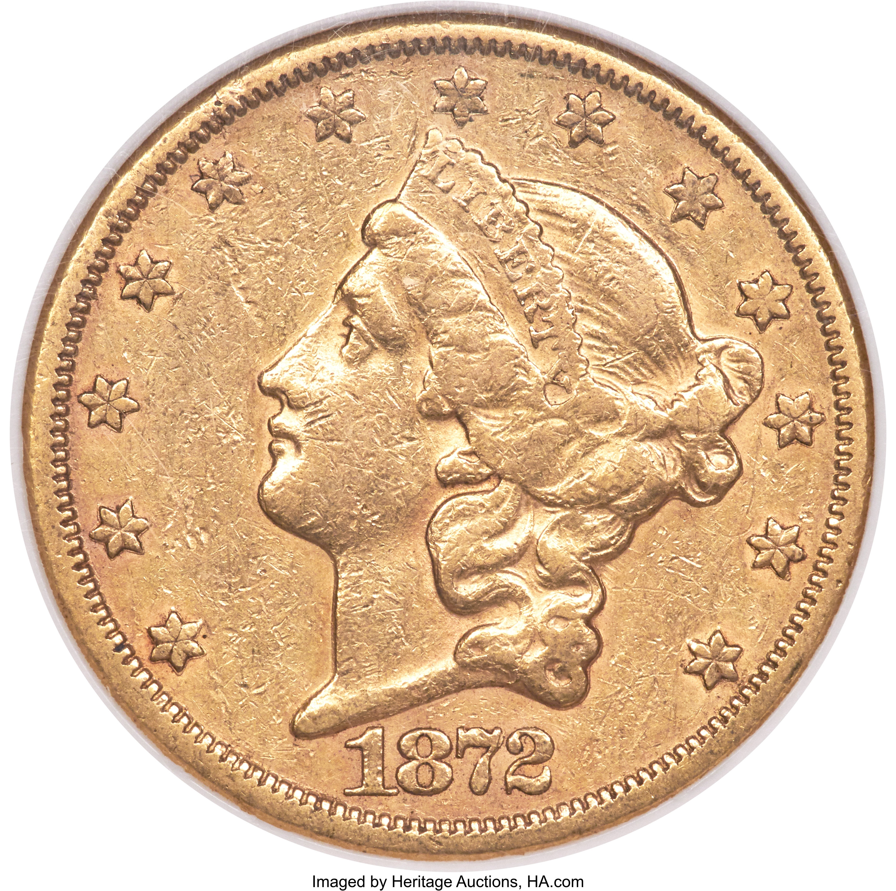 image for: 1872-CC $20 XF40 NGC. CAC. Variety 2-A....