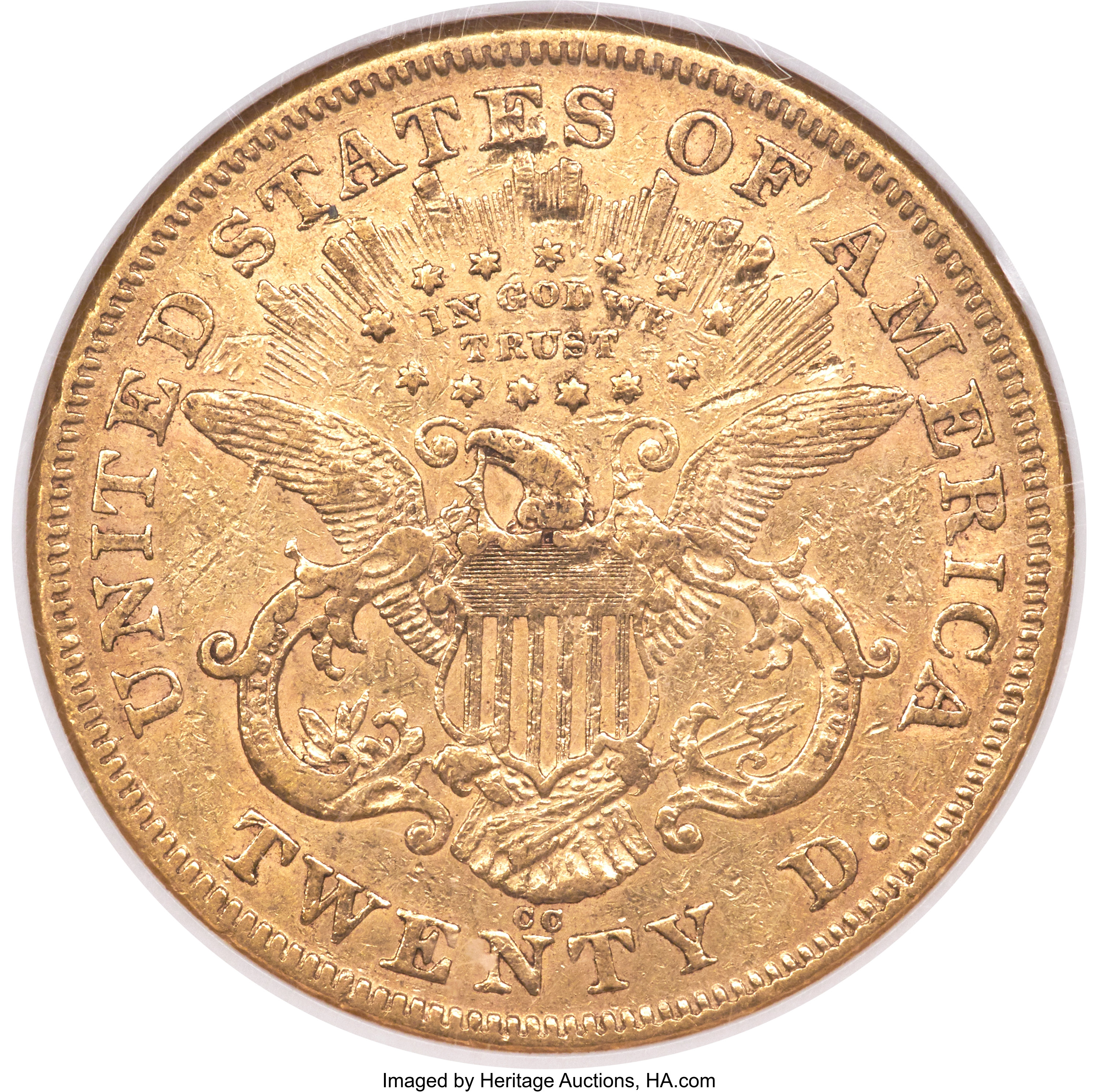 image for: 1872-CC $20 XF40 NGC. CAC. Variety 2-A....