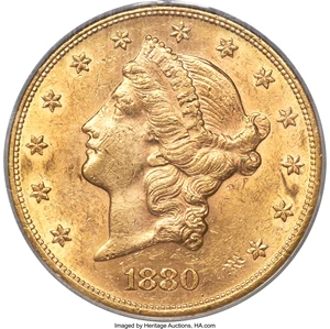 image for: 1880-S $20 MS61 PCGS....