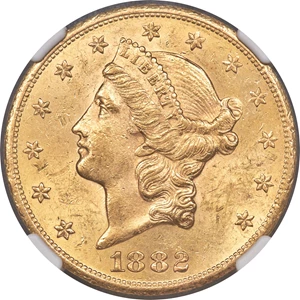 image for: 1882-CC $20 MS60 NGC. Variety 1-B....