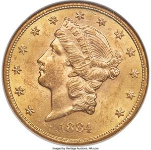 image for: 1884-S $20 MS63 NGC....