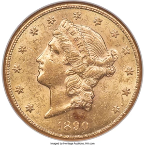 image for: 1890-CC $20 AU58 NGC. Variety 1-A....