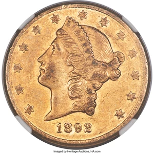 image for: 1892-CC $20 AU58 NGC. Variety 1-A. ...
