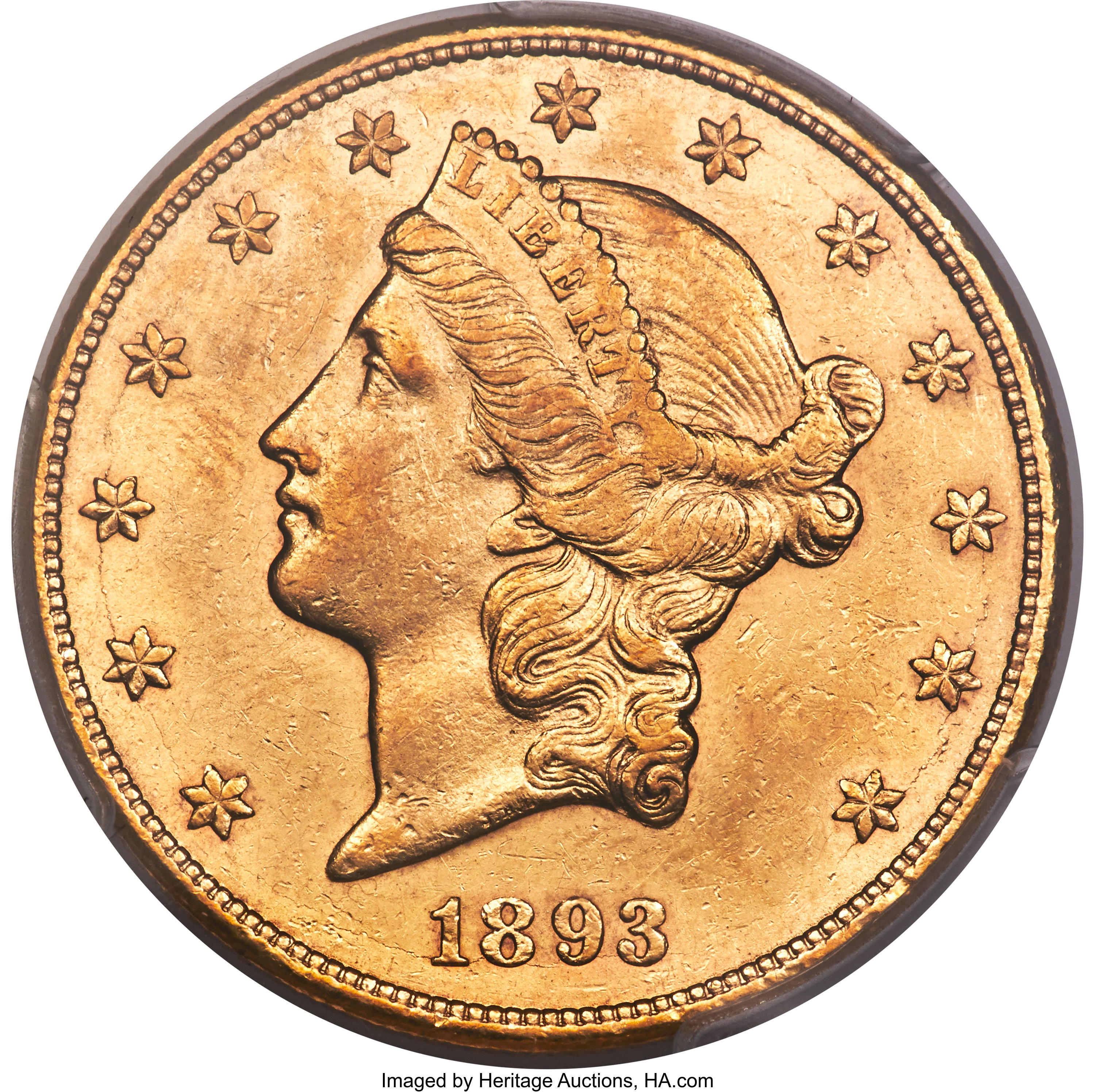 image for: 1893-CC $20 AU53 PCGS. Variety 1-A....