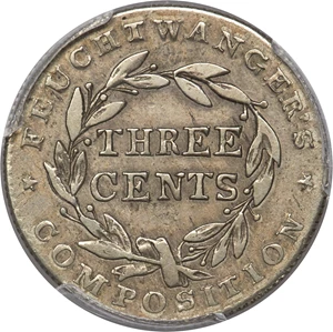 image for: 1837 3C Feuchtwanger Three Cent XF45 PCGS. CAC. Low-118, HT-263, R.5....