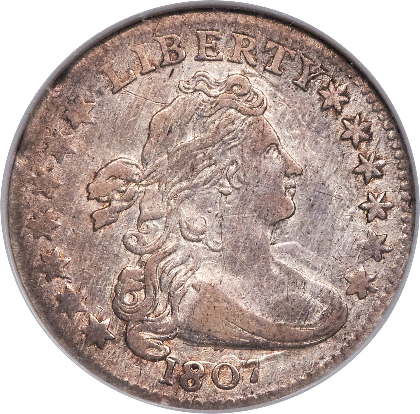 image for: 1807 10C XF45 NGC. NGC Census: (0/0). PCGS Population: (22/174). CDN: $2,525 Whsle. Bid for NGC/PCGS XF45. Mintage 165,000....