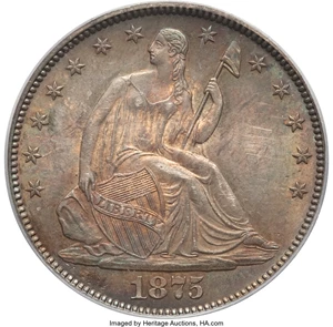 image for: 1875 50C MS64 PCGS. PCGS Population: (54/20). NGC Census: (34/17). CDN: $1,200 Whsle. Bid for NGC/PCGS MS64. Mintage 6,027,...