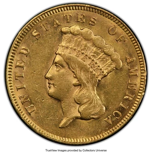 image for: 1874 $3 AU58 PCGS. PCGS Population: (547/779 and 3/21+). NGC Census: (991/784 and 4/12+). CDN: $1,000 Whsle. Bid for NGC/PC...