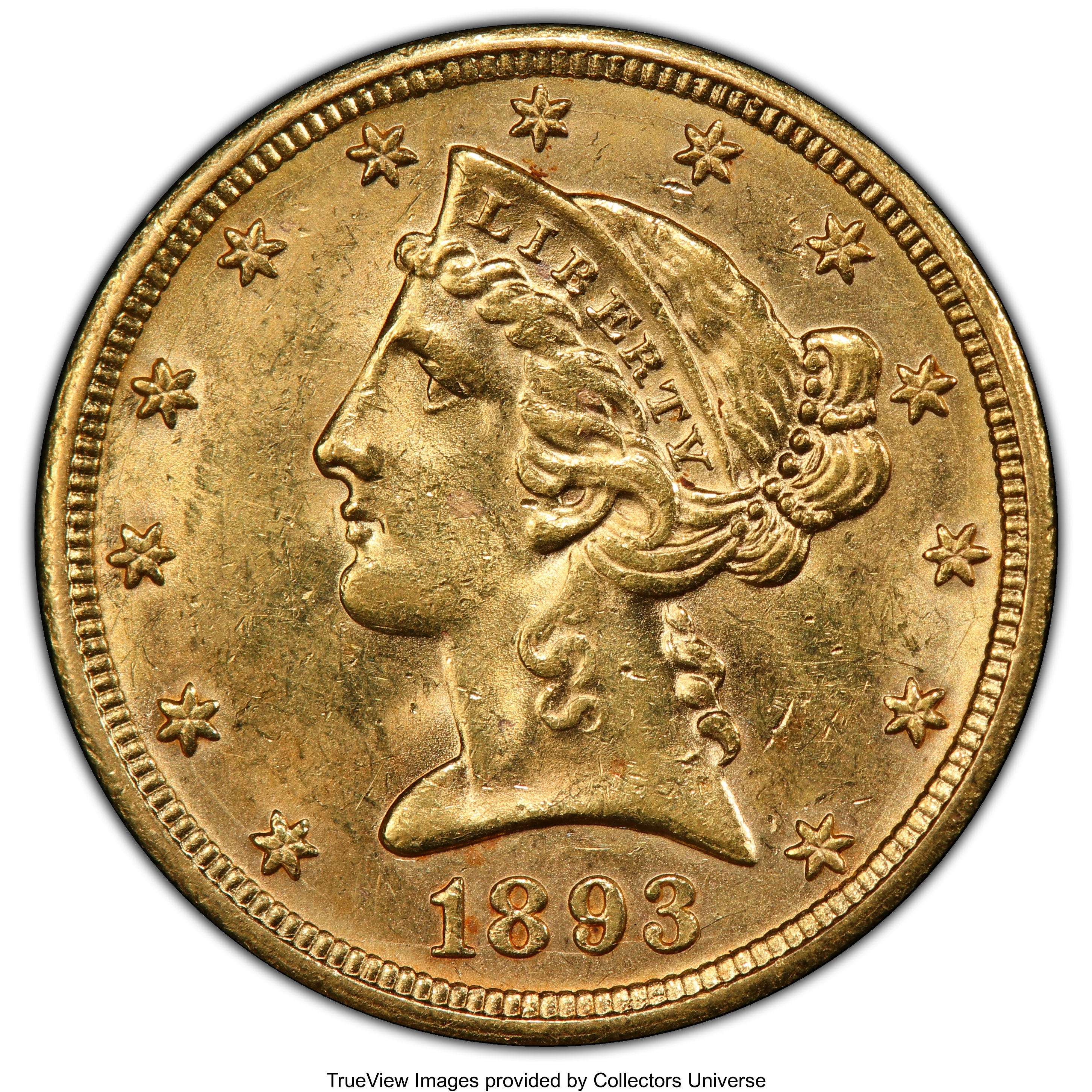 image for: 1893-O $5 MS62 PCGS. PCGS Population: (58/14 and 0/3+). NGC Census: (64/17 and 2/0+). CDN: $2,200 Whsle. Bid for NGC/PCGS M...
