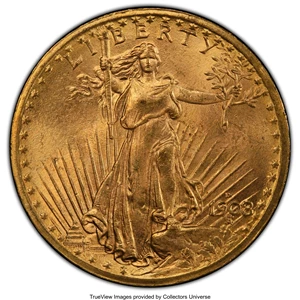 image for: 1908-D $20 No Motto MS64+ PCGS. PCGS Population: (1645/302 and 53/8+). NGC Census: (611/49 and 5/1+). CDN: $1,960.41. Whsle...