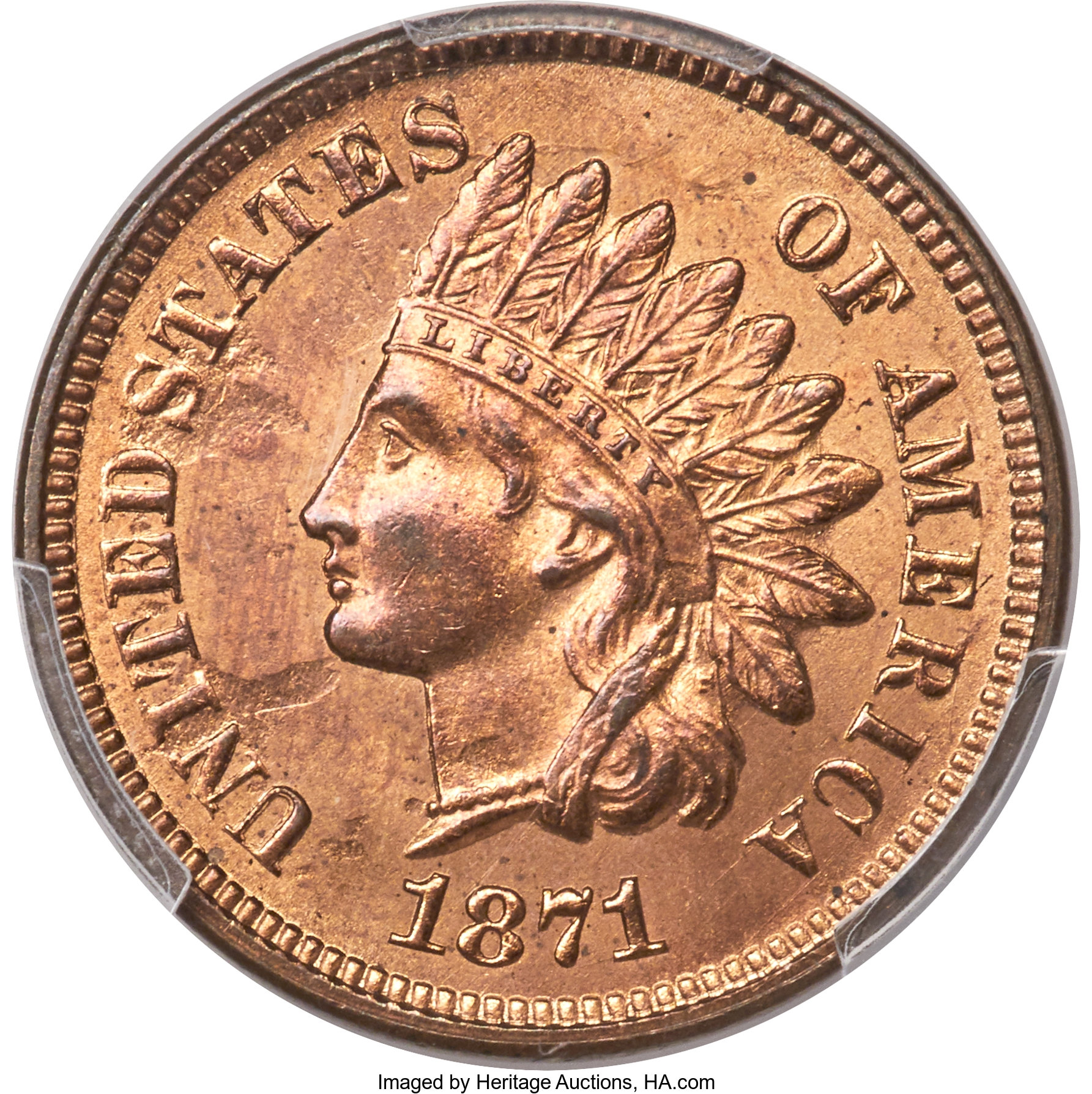 image for: 1871 1C MS64 Red PCGS....