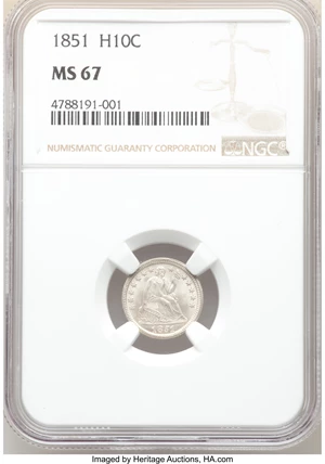 image for: 1851 H10C MS67 NGC....