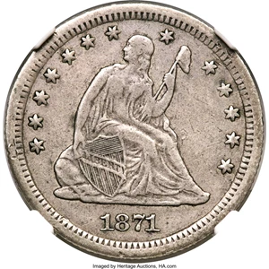 image for: 1871-S 25C VF30 NGC. Briggs 1-A,...