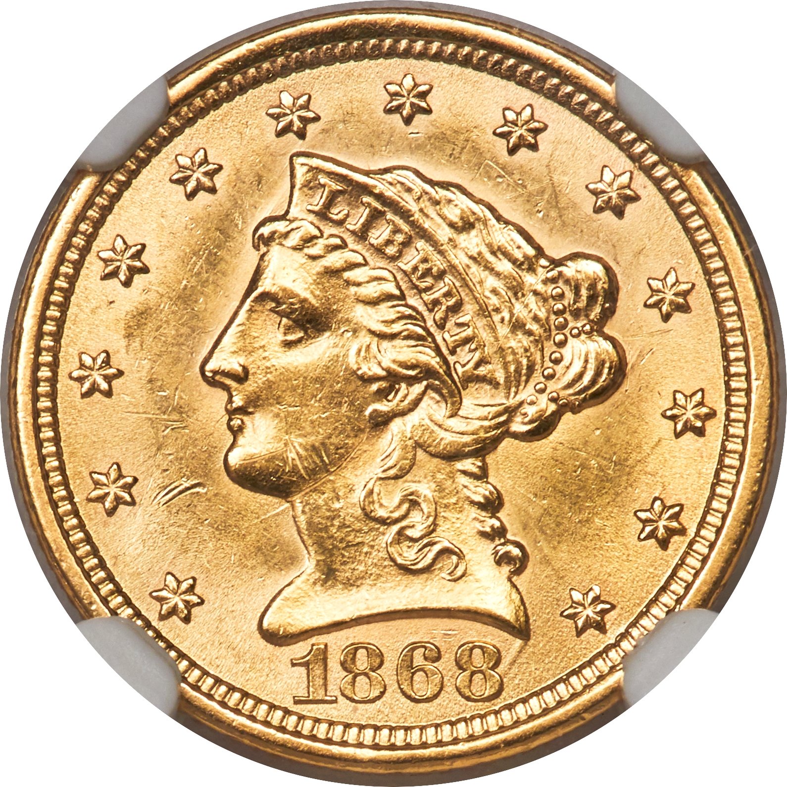 image for: 1868-S $2 1/2 MS60 NGC....