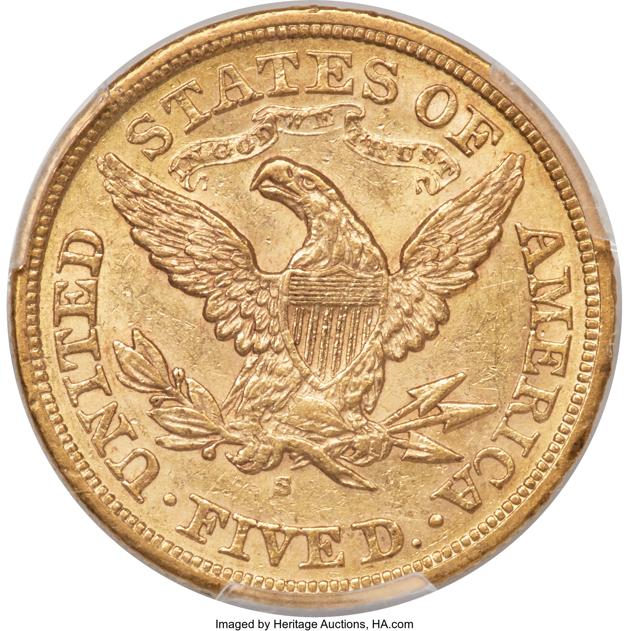 image for: 1872-S $5 AU55 PCGS....