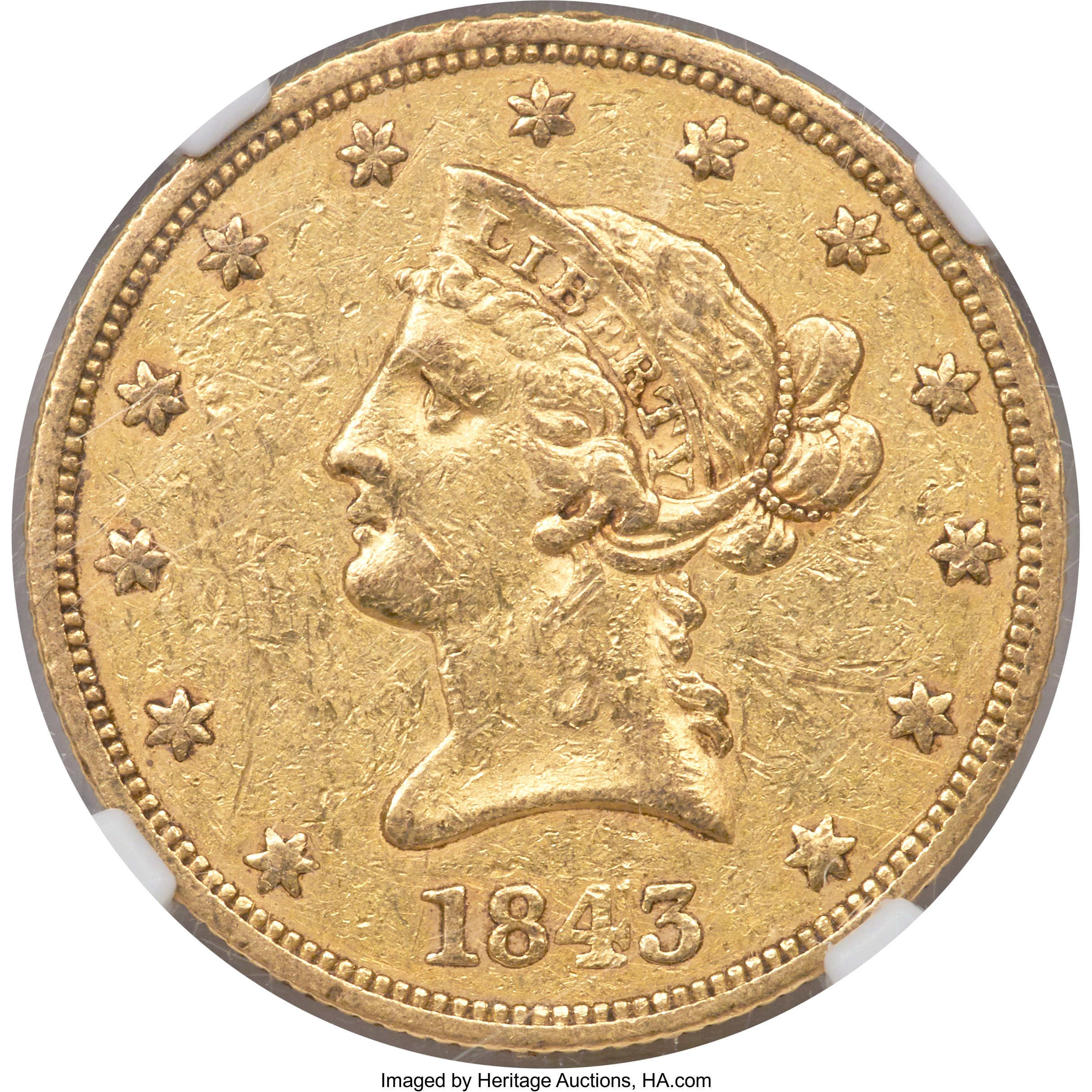 image for: 1843 $10 AU55 NGC. VP-001....