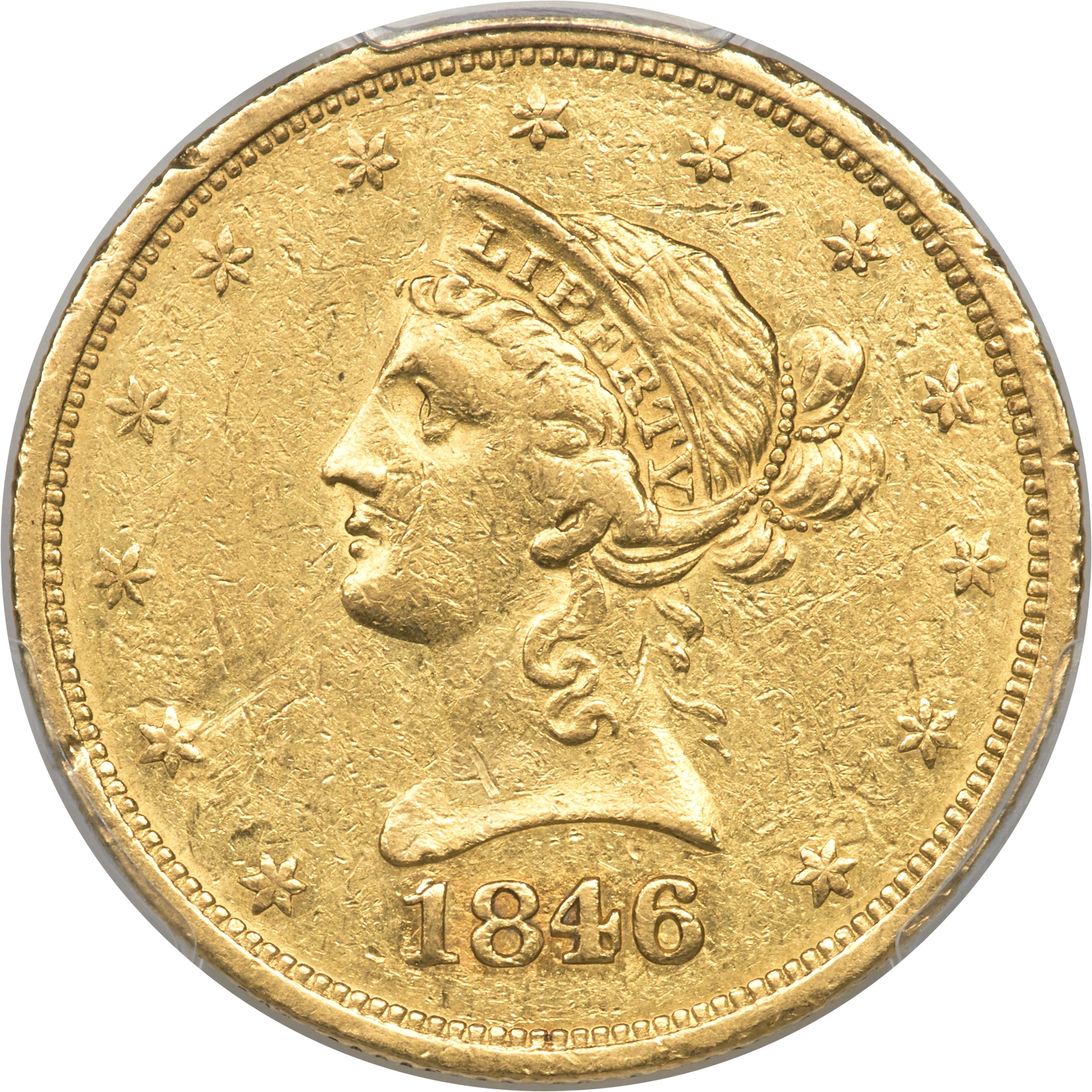 image for: 1846/'5'-O $10 AU53 PCGS. Variety 4....