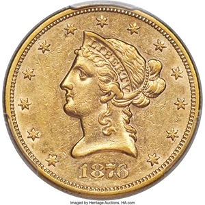 image for: 1876-S $10 AU53 PCGS....