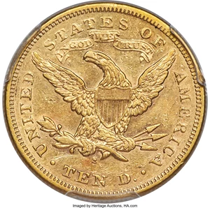 image for: 1876-S $10 AU53 PCGS....