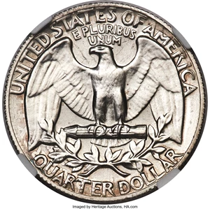 image for: 1970-S 25C Washington Quarter -- Overstruck On a George V Canada Quarter -- PR64 NGC....