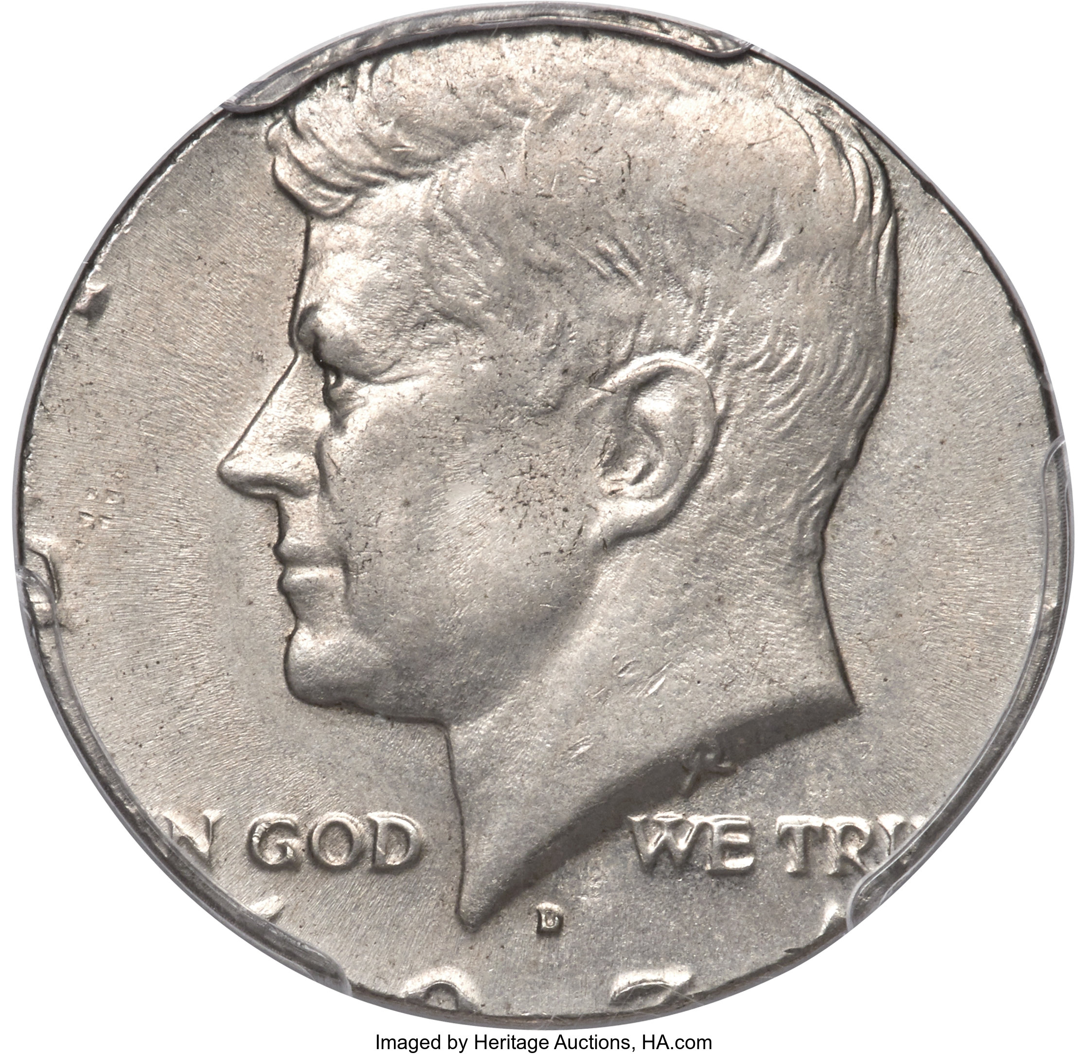 image for: 1971-D 50C Kennedy Half Dollar -- Struck on a Five Cent Planchet -- MS63 PCGS....